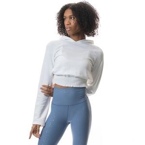 Beyond yoga let’s smock about it flare sleeve crop sweater hoodie small